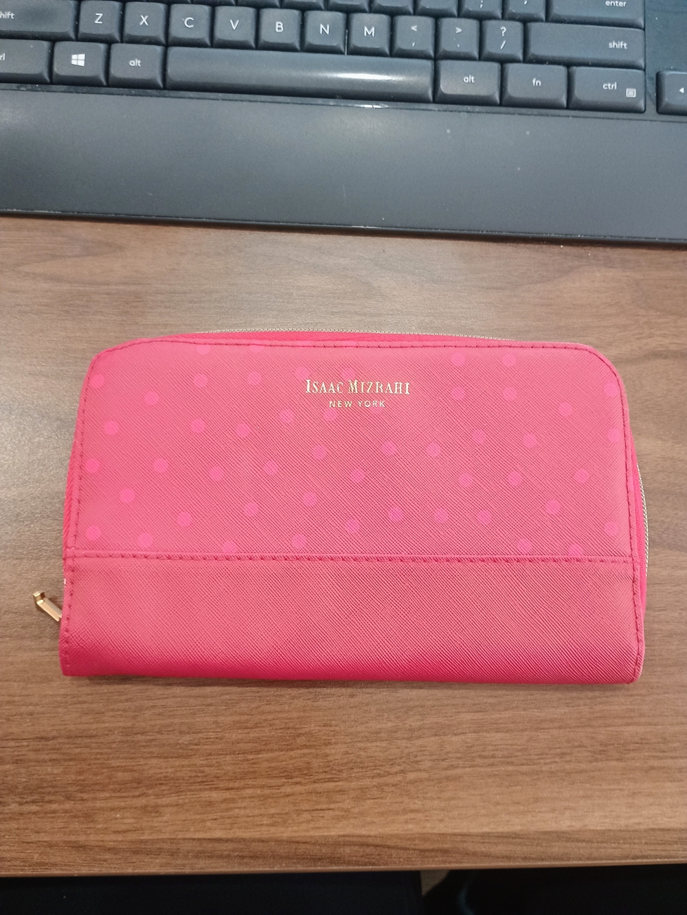 Isaac Mizrahi Pink Polka Dot Makeup Brush Case
